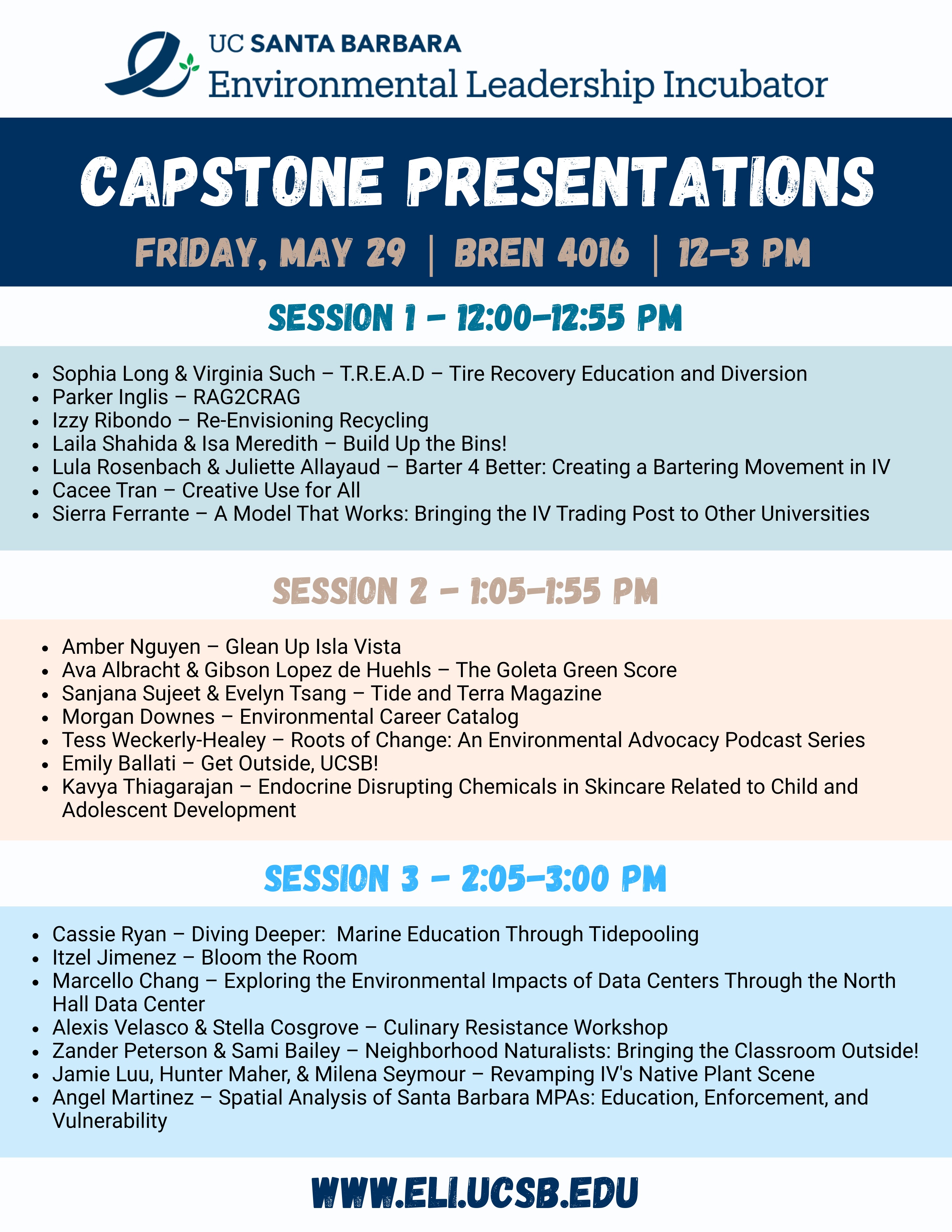 2026 Capstone Schedule